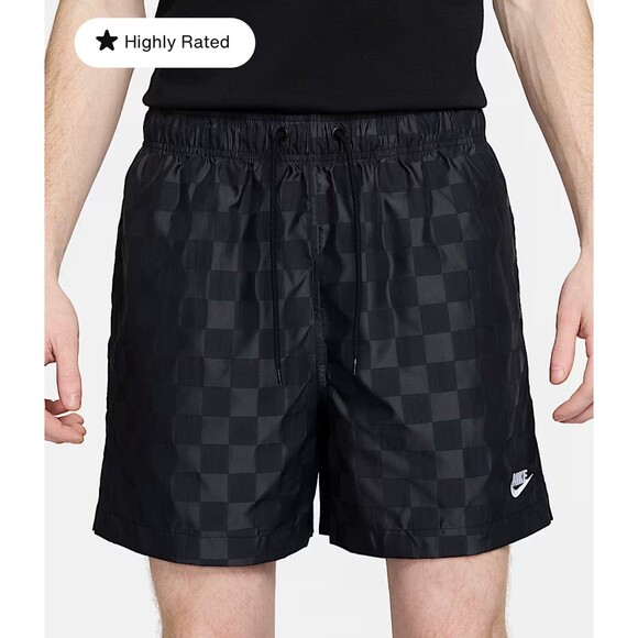 Nike Men’s Club Flow Checker Logo Shorts Size L – Black - Picture 1 of 7